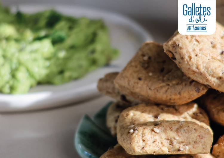 Recepta DIP de Guacamole amb les Galletes d'oli ARTÀsanes de Cereals i Llavors
